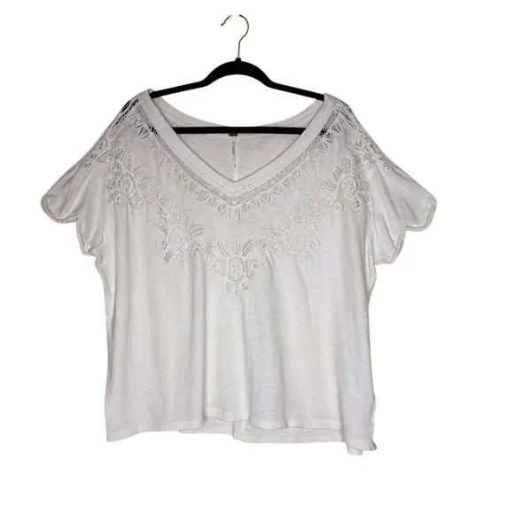 Free People Lyla Top Ivory Crochet Size S Boho, Casual, Coastal - Picture 2 of 13